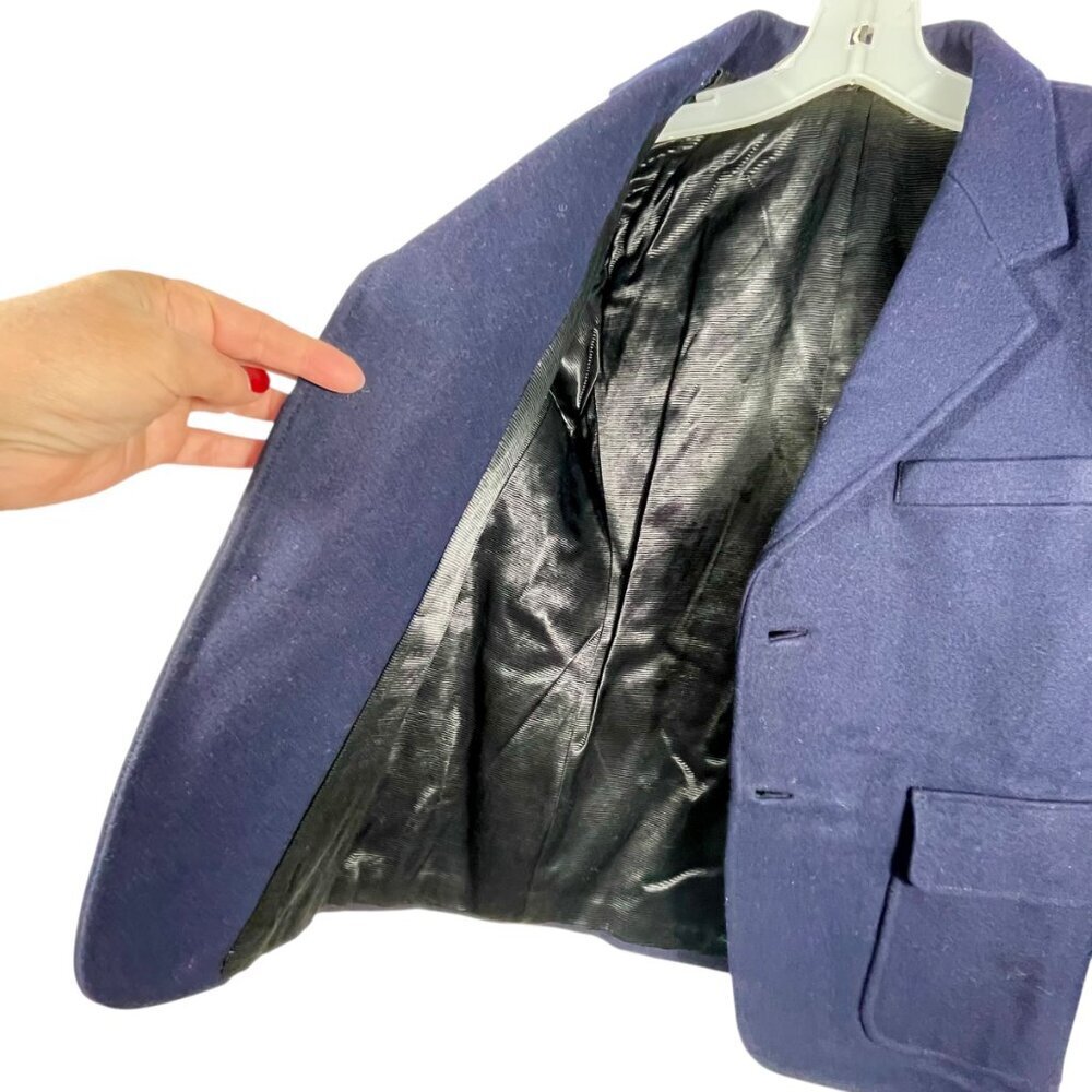 Bespoke Vintage Wool Blazer Youth 12–14 Navy Hand Tailored Jacket - Picture 11 of 12